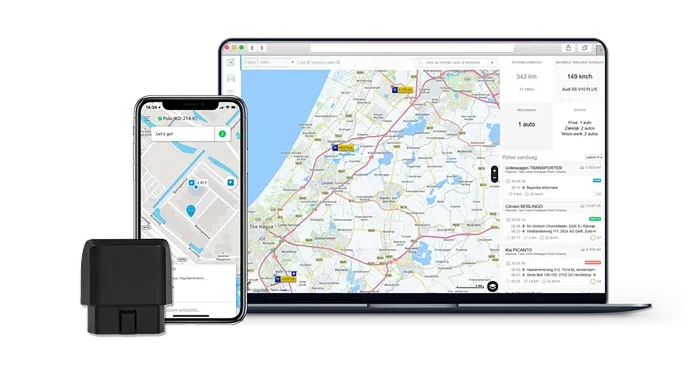 Cartracker Plug & Play-tracker, berijdersapp en online portal