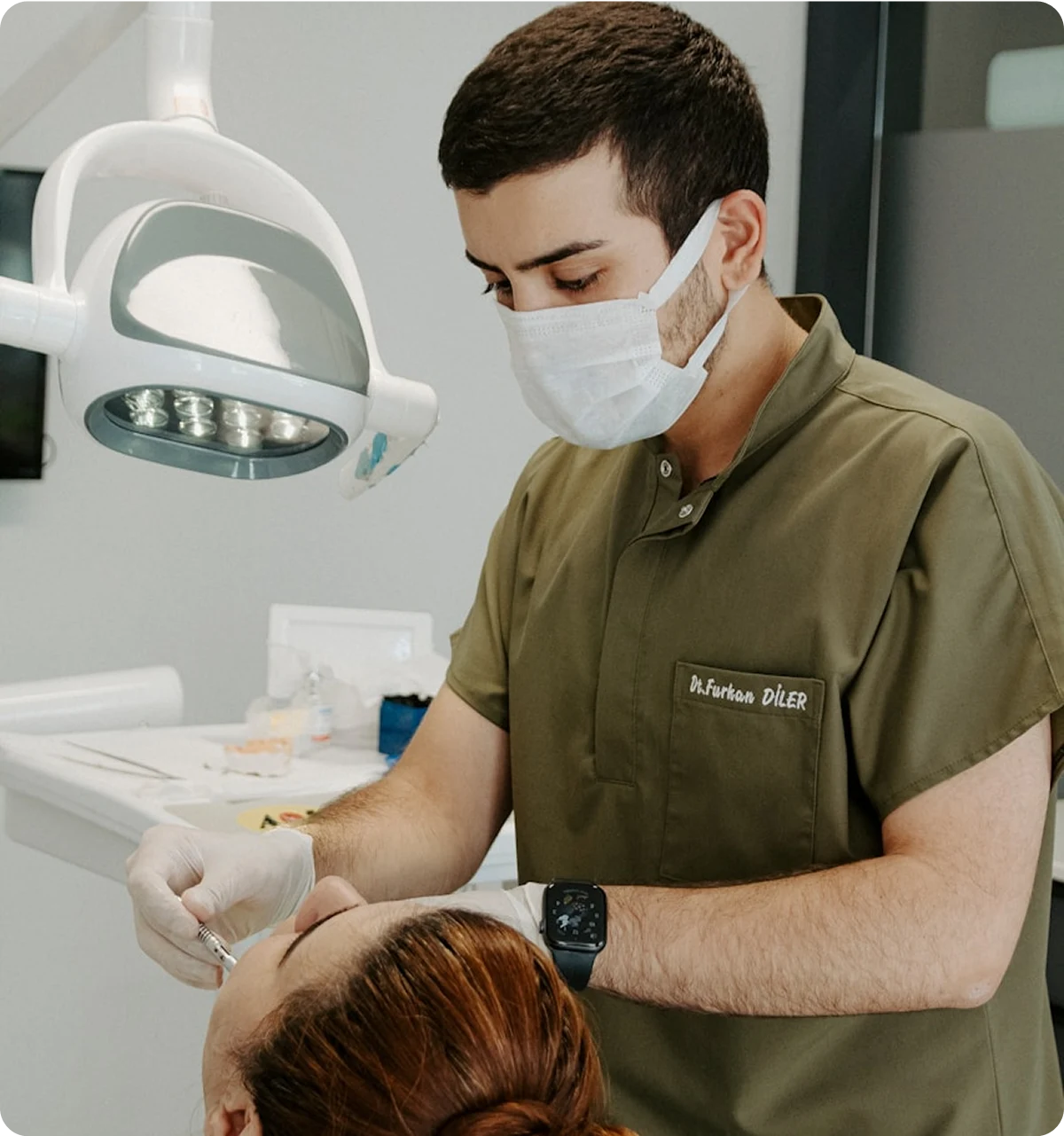 A dentist is working