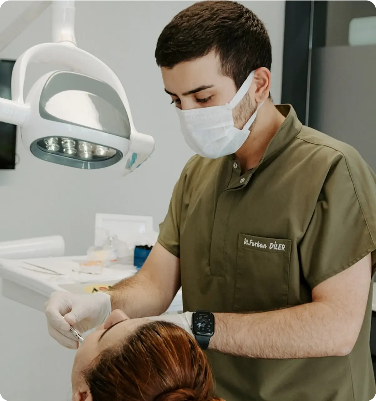 A dentist is working