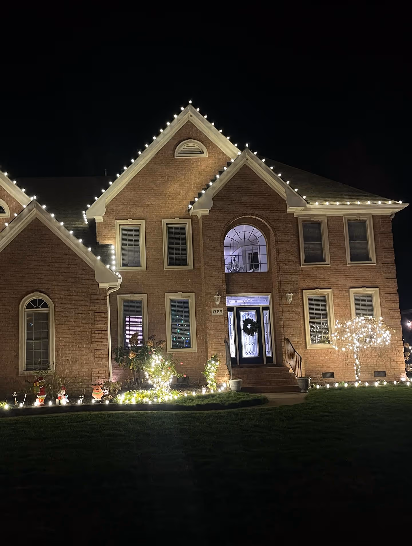 Front Yard House with Lights