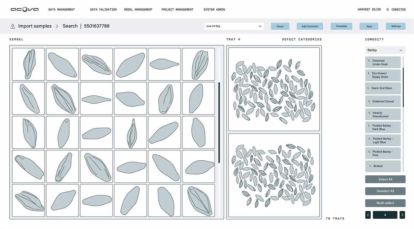 Circular interface graphic symbolising Acova’s AI-powered imaging cycle.