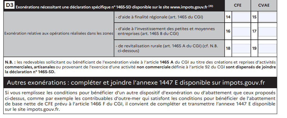 Comment remplir le formulaire 1447-C-SD - D3 1447-C-SD