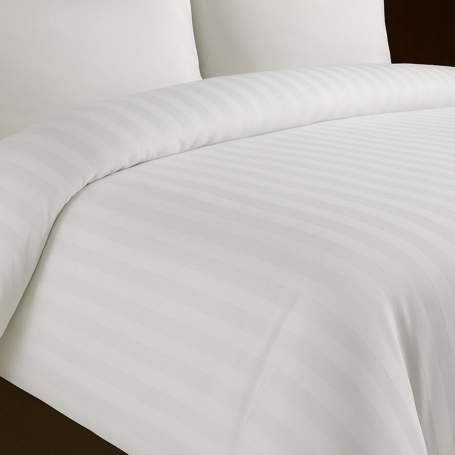 Hotel Overtrek Satijnstreep wit