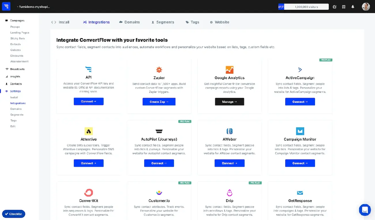 brevo website integration page