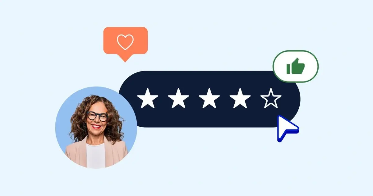 a woman image with rating box