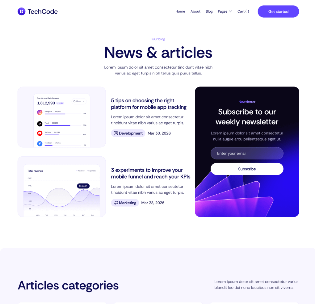 TechCode - Blog V2 Page - Saasfy SaaS Webflow Template | Brix Template