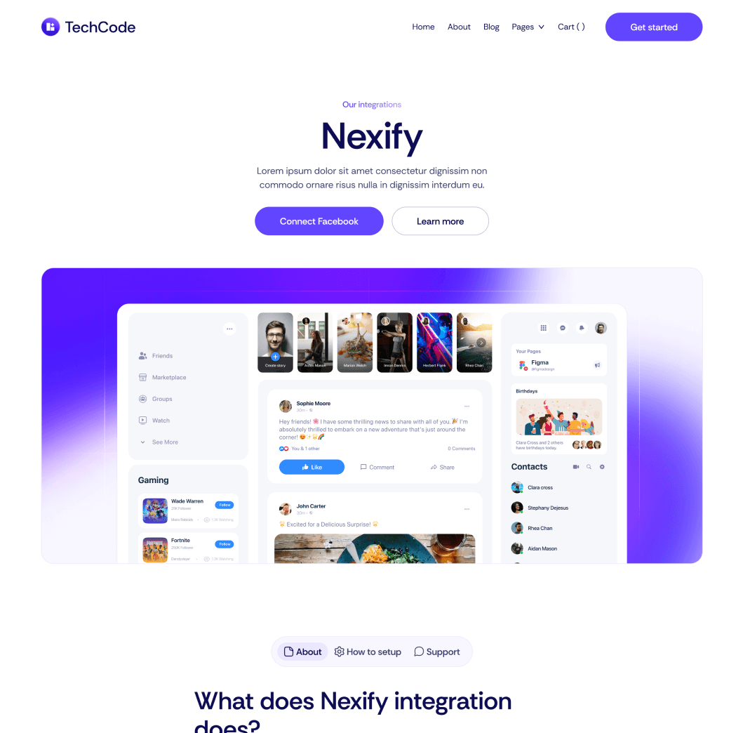 TechCode - Integration Single Main Page - Saasfy SaaS Webflow Template | Brix Template