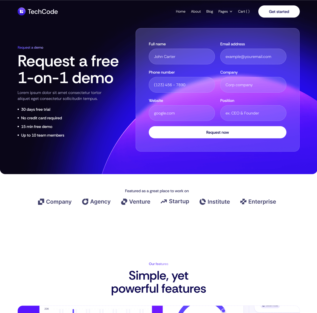 TechCode - Landing Utility Page - Saasfy SaaS Webflow Template | Brix Template