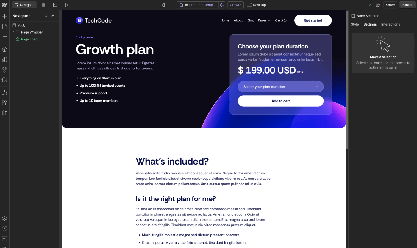 Ecommerce Page - TechCode Webflow Template | Brix Template