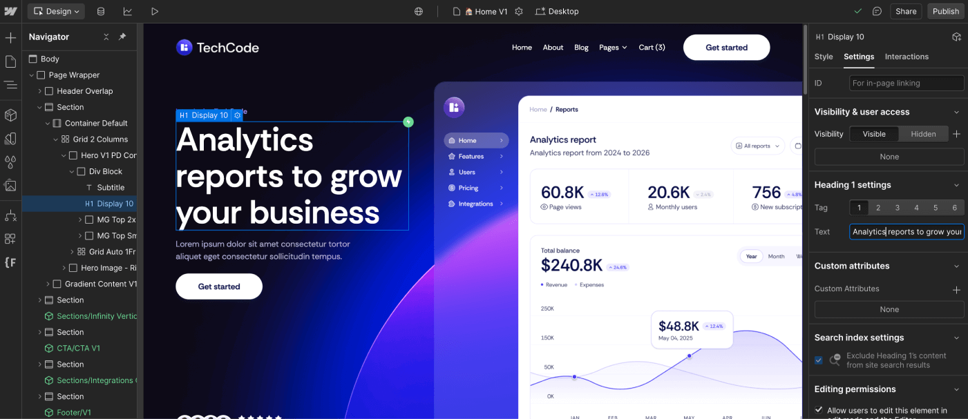 Static Content - TechCode Webflow Template | Brix Template