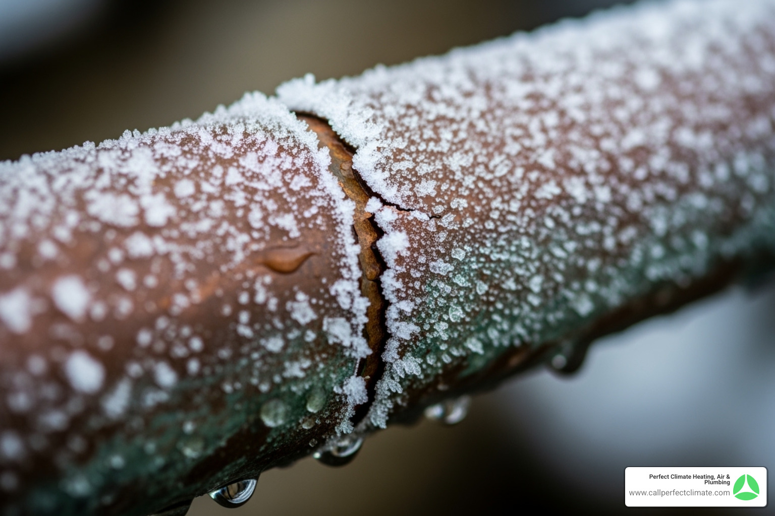 frozen and cracked copper pipe - burst pipe repair