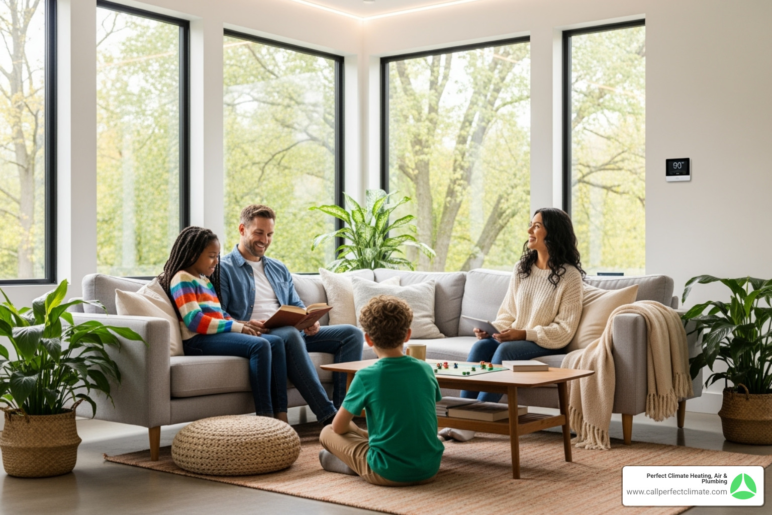 family enjoying a comfortable, energy-efficient home - home energy audit