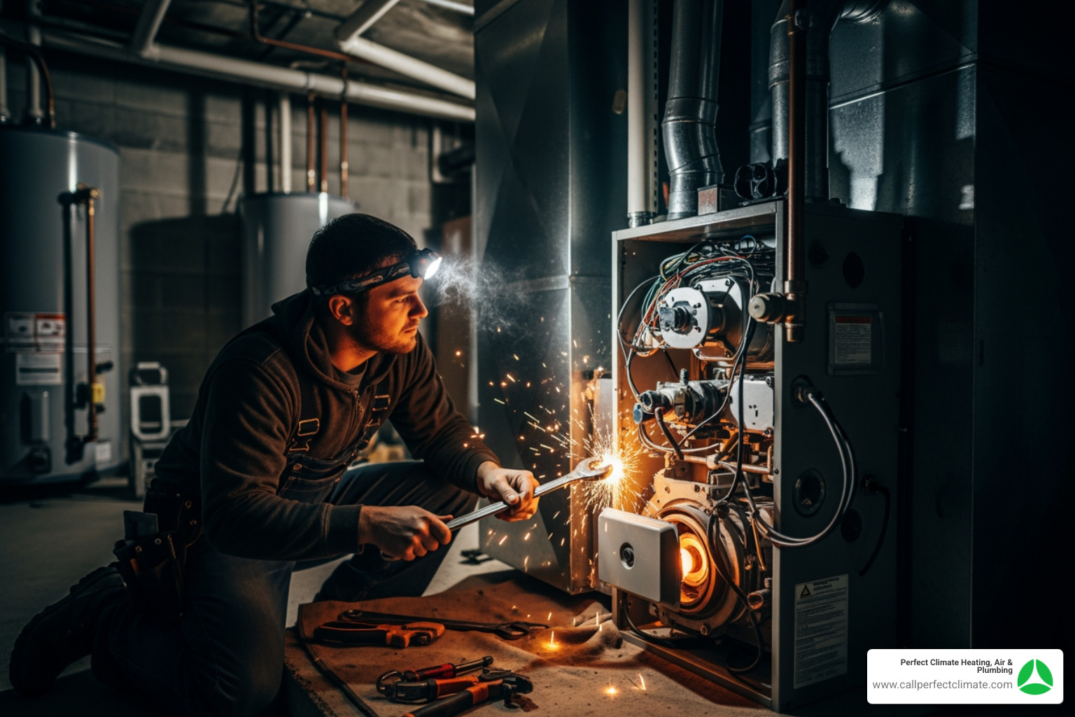 Infographic explaining the signs of a heating emergency like no heat, strange noises, and gas smells - emergency heating repair in owensville in