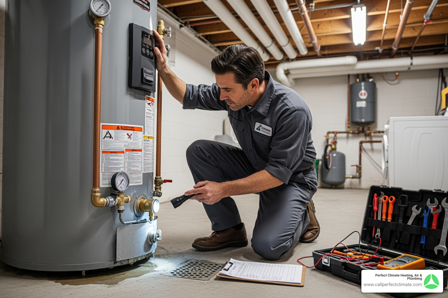 Water heater being inspected - plumbing inspection in boonville in Water heater being inspected - plumbing inspection in boonville in