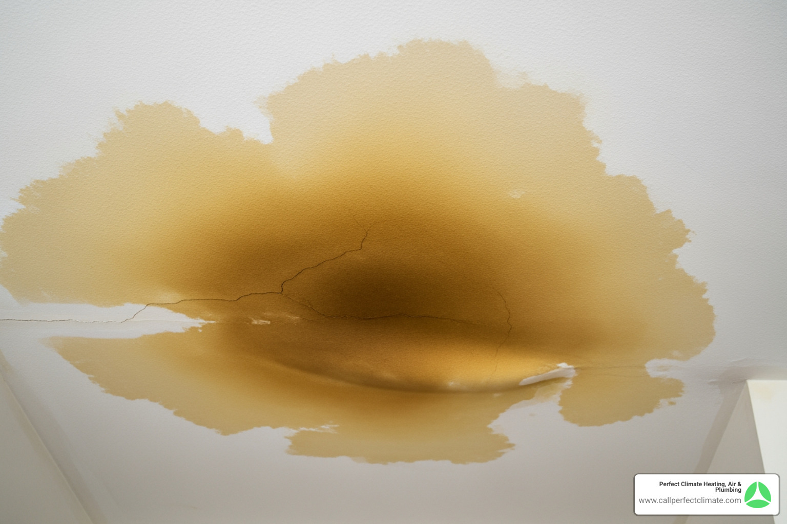 Water staining on a ceiling below an attic air handler - heat pumps leaking water in poseyville in