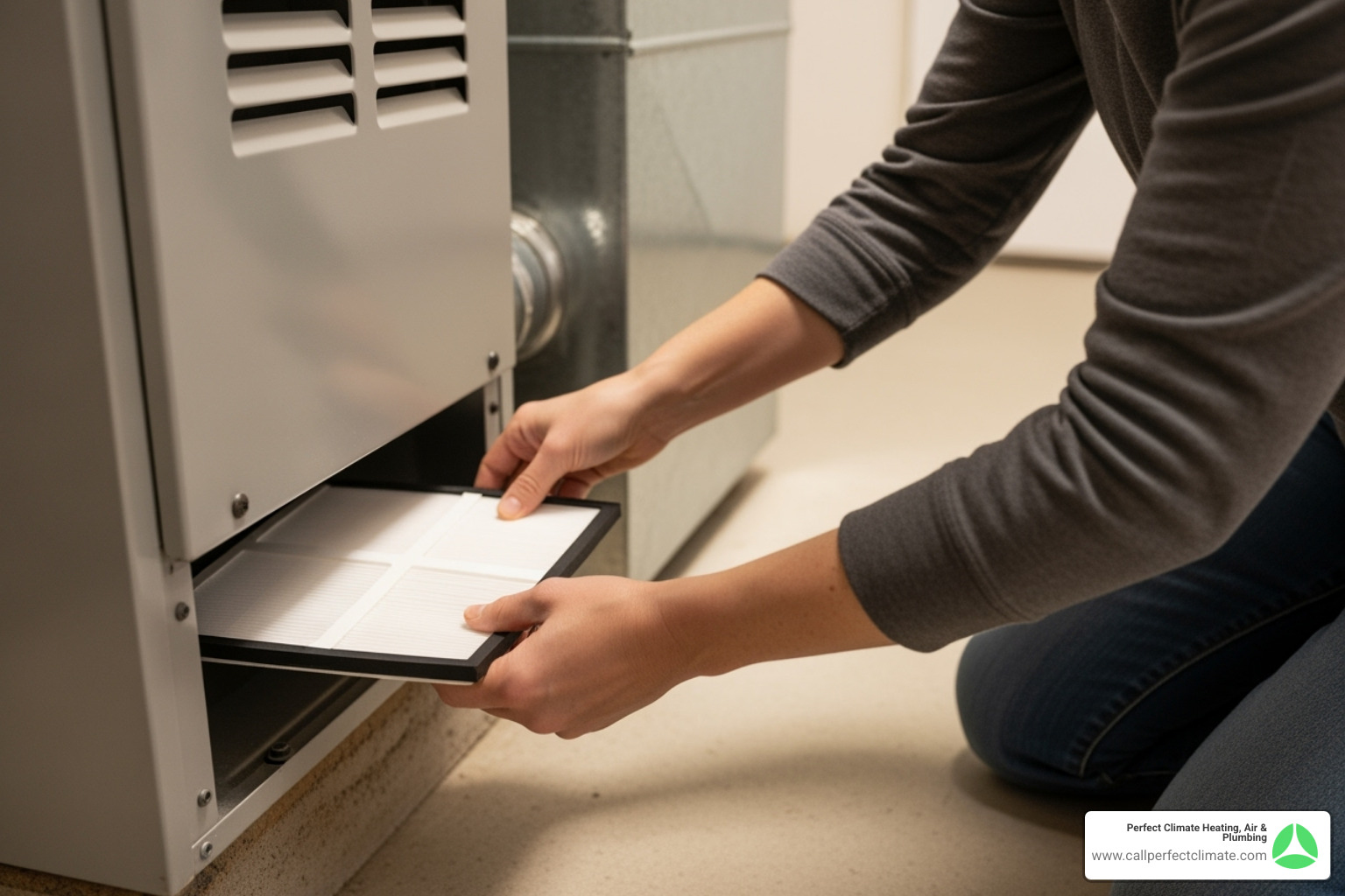 homeowner replacing a furnace air filter - heating maintenance service in chandler in homeowner replacing a furnace air filter - heating maintenance service in chandler in