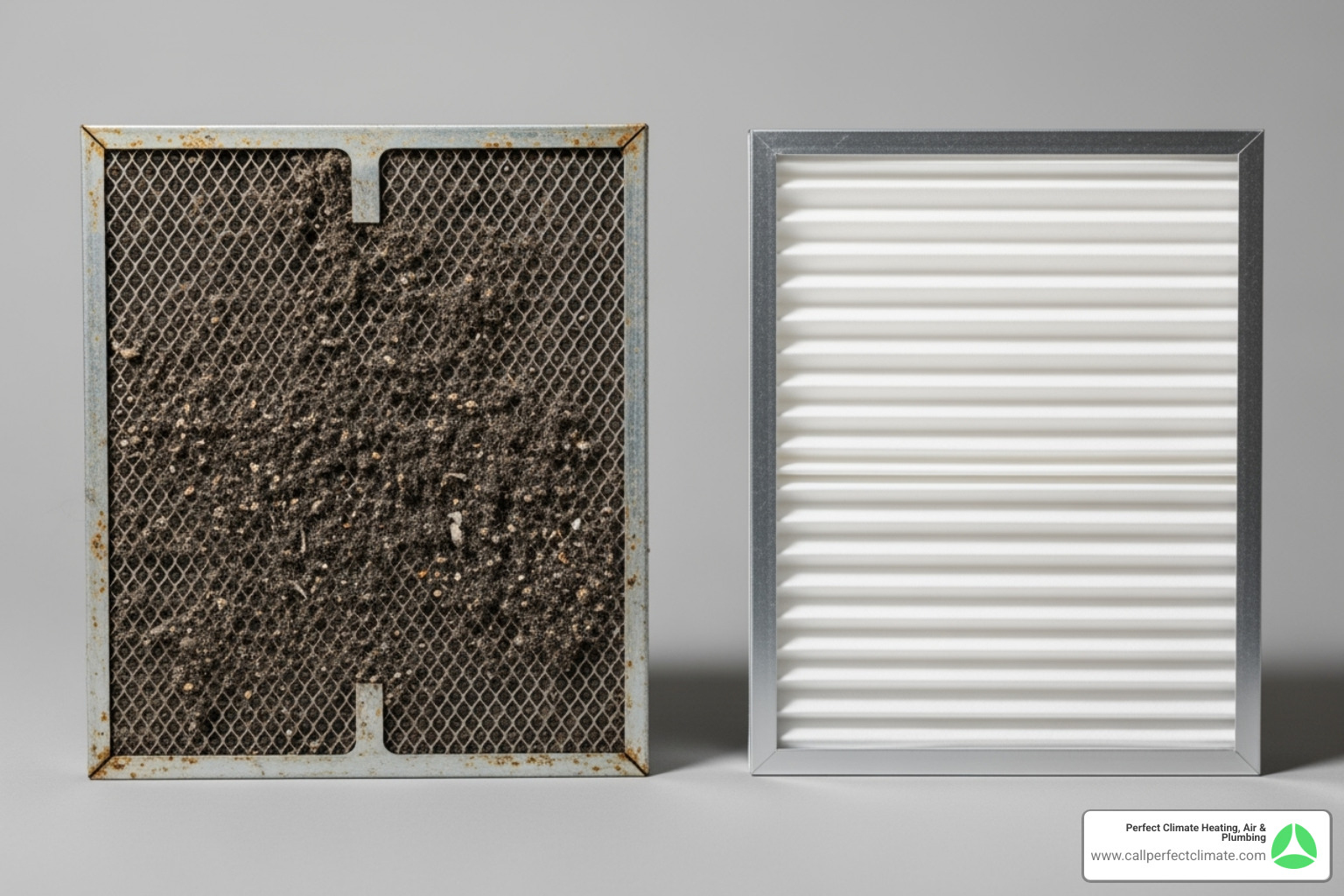 dirty air filter next to a clean one - heater not working