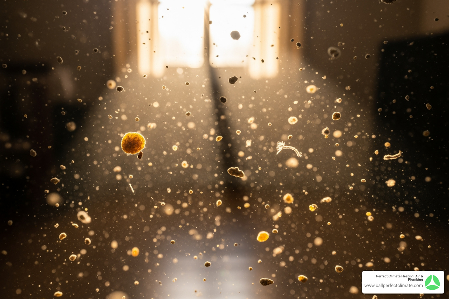 infographic showing the five most common indoor air pollutants in homes: dust and dust mites, pollen and allergens, pet dander, mold spores and mildew, and volatile organic compounds from household products, with icons representing each pollutant and their common sources - indoor air quality maintenance in poseyville in