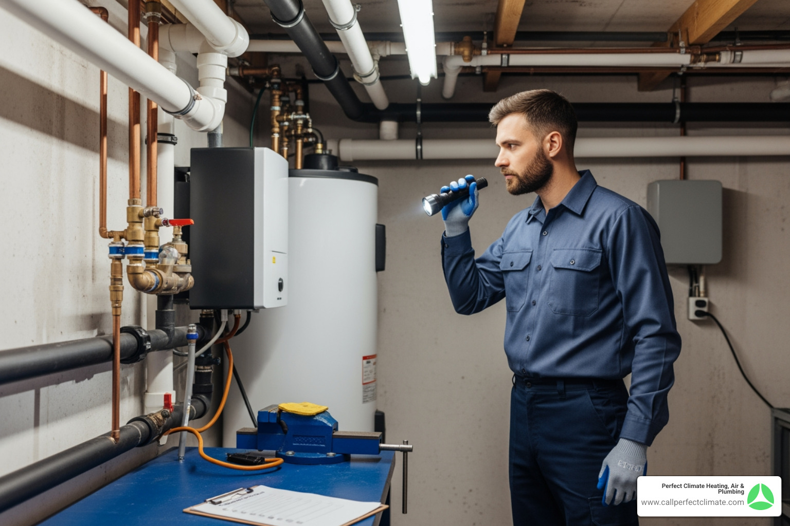 Infographic showing two columns: Permit-Required Inspections (City/State Enforcement) listing new construction, remodels, system alterations, and gas line work; and Preventative Maintenance Inspections (Optional) listing water heater checks, leak detection, drain camera inspections, and system health assessments - plumbing inspection in mount carmel il