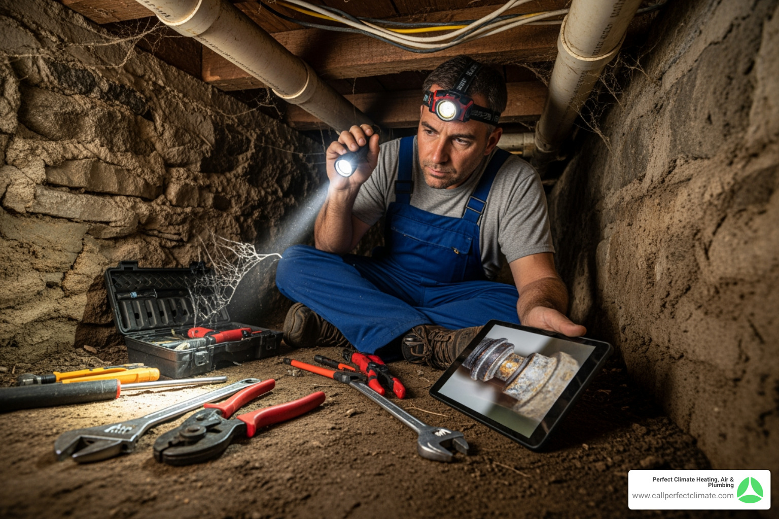 Infographic showing the five key areas checked during a plumbing inspection: water supply system and pressure, drainage and sewer lines, water heater condition and efficiency, fixtures and shut-off valves, and visible pipe condition and connections - plumbing inspection in owensville in