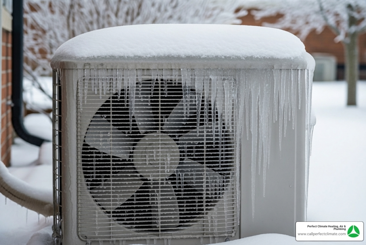 Infographic showing five critical warning signs that require immediate heat pump repair: 1) No heating or cooling output, 2) Loud grinding or metal-on-metal sounds, 3) Frequent on-off cycling every few minutes, 4) Heavy ice accumulation on outdoor coils, 5) Water leaks inside your home near the air handler - 24/7 heat pumps repair in haubstadt in Infographic showing five critical warning signs that require immediate heat pump repair: 1) No heating or cooling output, 2) Loud grinding or metal-on-metal sounds, 3) Frequent on-off cycling every few minutes, 4) Heavy ice accumulation on outdoor coils, 5) Water leaks inside your home near the air handler - 24/7 heat pumps repair in haubstadt in