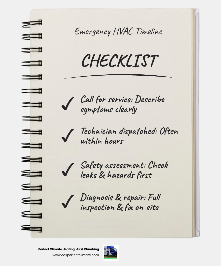 Emergency HVAC repair response timeline infographic from call to post-repair - emergency hvac repair what to expect Emergency HVAC repair response timeline infographic from call to post-repair - emergency hvac repair what to expect