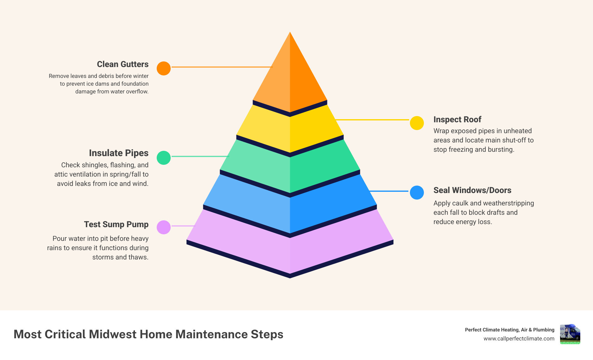Annual Midwest home maintenance timeline infographic by season showing key tasks for fall winter spring and summer - weather Annual Midwest home maintenance timeline infographic by season showing key tasks for fall winter spring and summer - weather