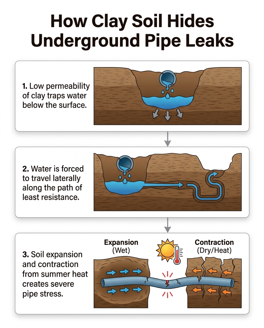 How Clay Soil Hides Underground Pipe Leaks