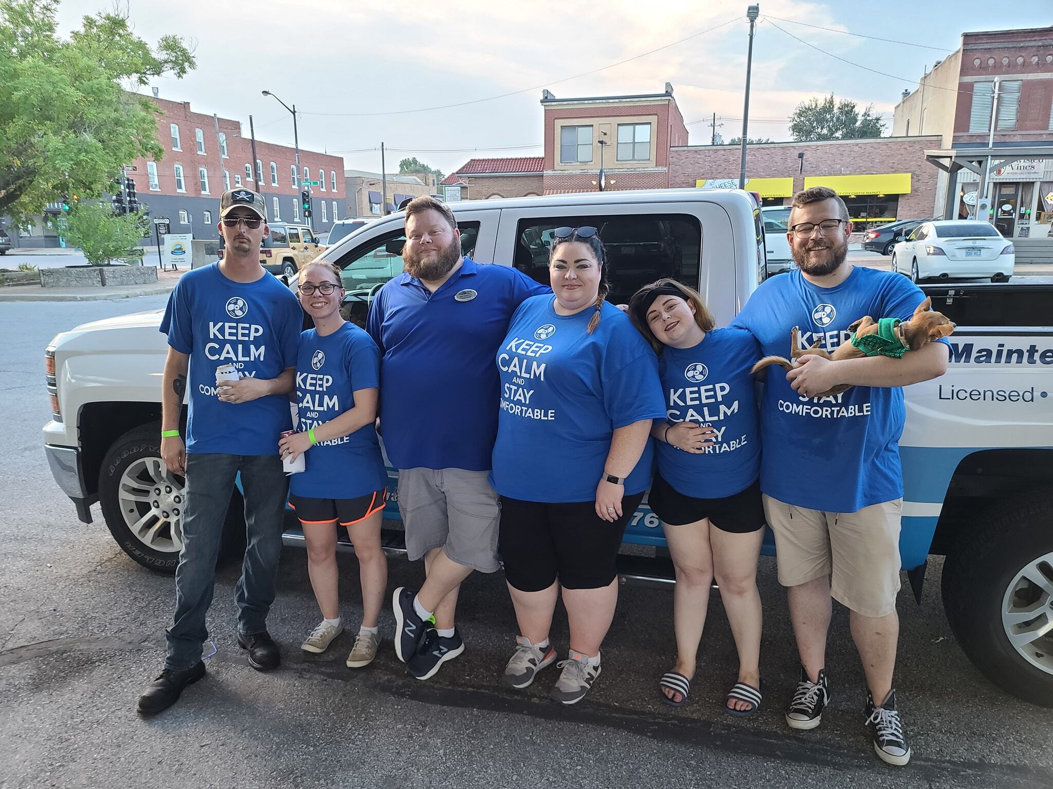 team member and service van