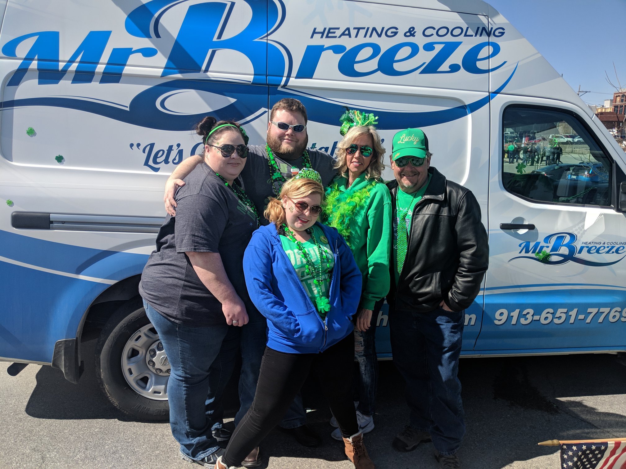 team member and service van