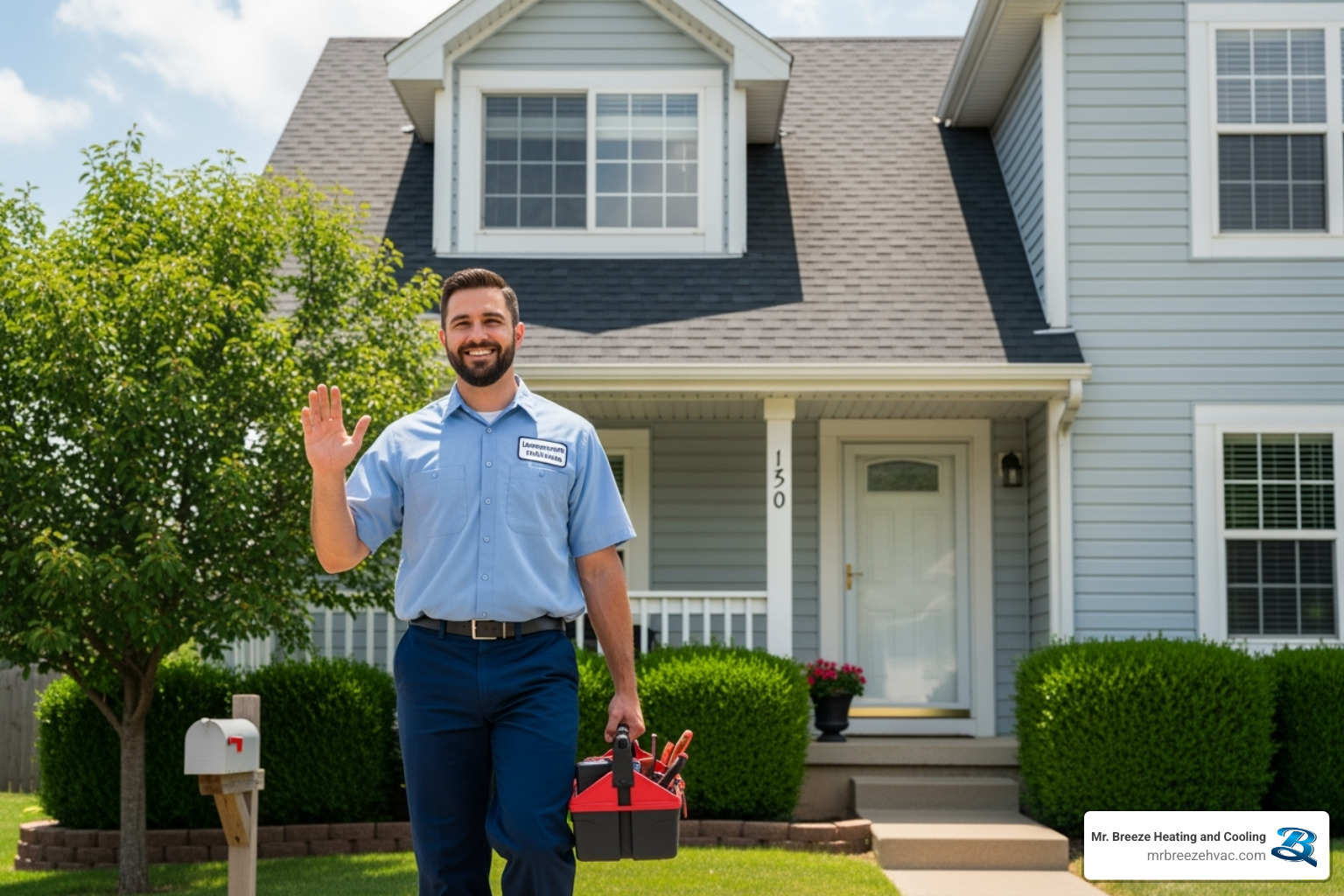 friendly professional technician arriving at a Leavenworth home - ac repair leavenworth ks