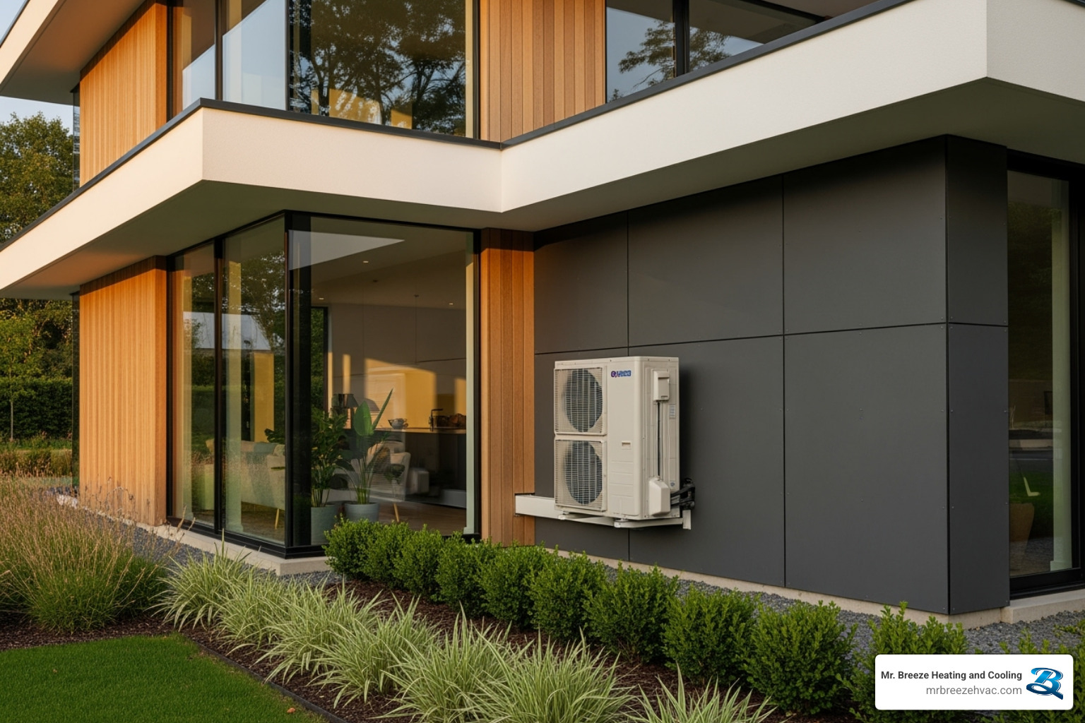 image of a home with a ductless mini-split system - ductless heating repair leavenworth ks