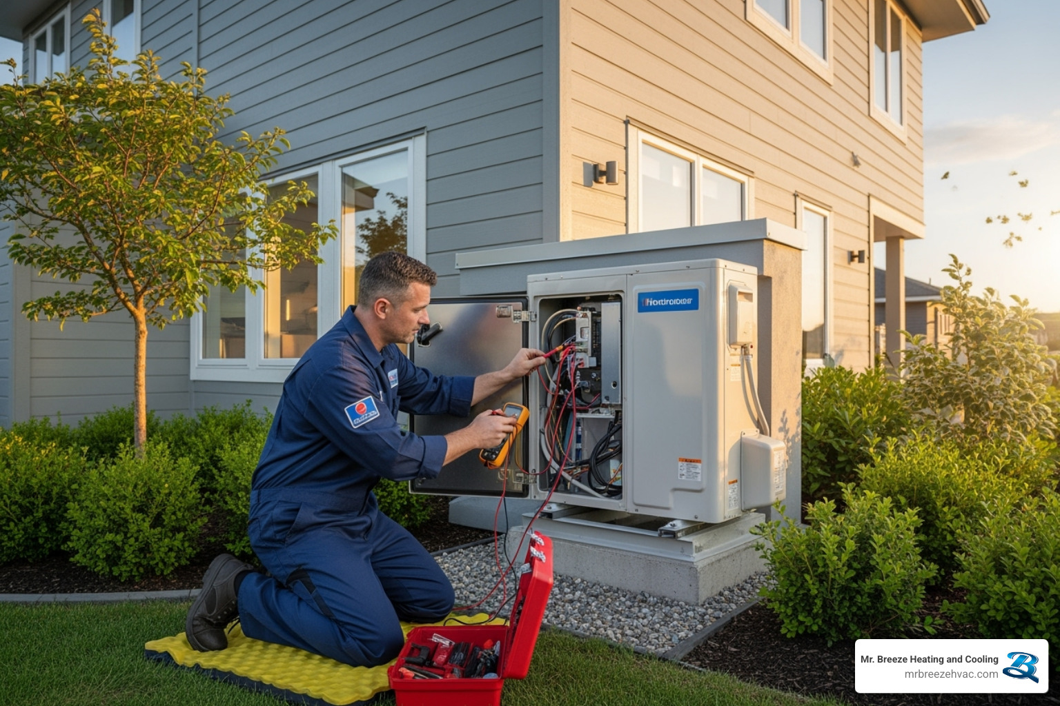 technician servicing outdoor ductless unit - ductless heating repair leavenworth ks