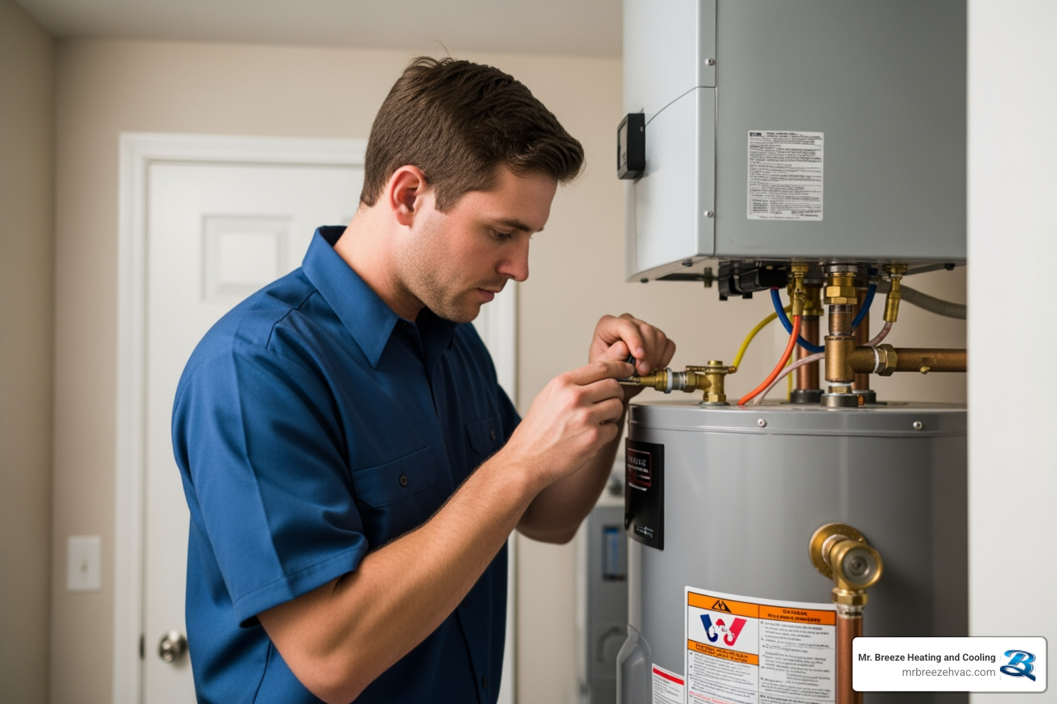 professional technician installing a new water heater - new water heater installation in basehor, ks professional technician installing a new water heater - new water heater installation in basehor, ks