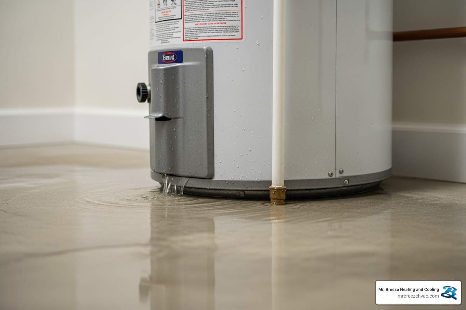 water pooling around the base of a water heater - 24/7 water heater repair in liberty, mo