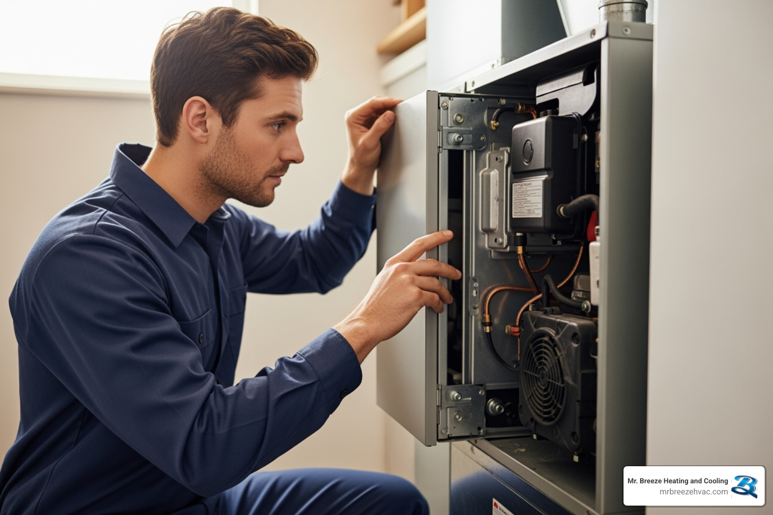 infographic showing the top 5 reasons a furnace runs but blows cold air: thermostat set to ON instead of AUTO, dirty air filter blocking airflow, faulty flame sensor preventing ignition, pilot light or ignition system failure, and malfunctioning gas valve or low gas supply, with simple icons for each cause and indication of whether it's a DIY fix or requires professional repair - My furnace is running but blowing cold air. Find HVAC repair services near Basehor, KS." infographic showing the top 5 reasons a furnace runs but blows cold air: thermostat set to ON instead of AUTO, dirty air filter blocking airflow, faulty flame sensor preventing ignition, pilot light or ignition system failure, and malfunctioning gas valve or low gas supply, with simple icons for each cause and indication of whether it's a DIY fix or requires professional repair - My furnace is running but blowing cold air. Find HVAC repair services near Basehor, KS."