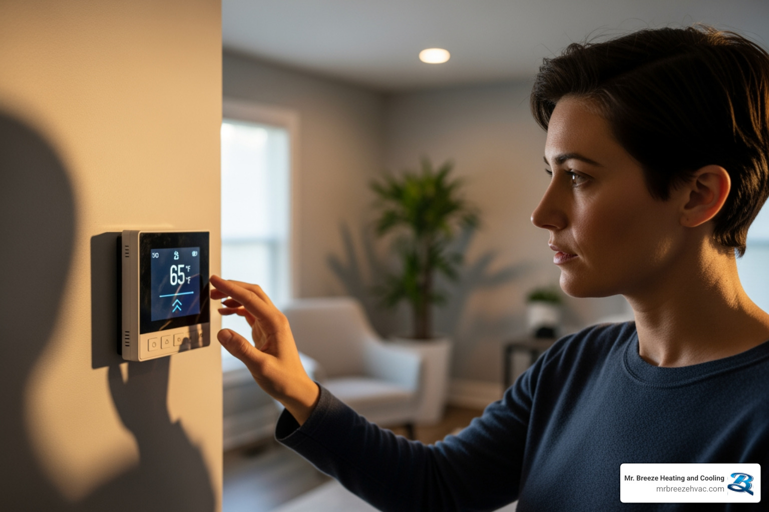 homeowner checking their thermostat - 24/7 heat pump repair in edwardsville, ks homeowner checking their thermostat - 24/7 heat pump repair in edwardsville, ks