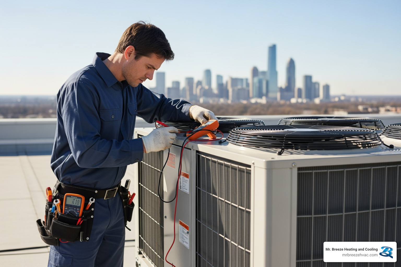 technician performing maintenance on a commercial HVAC unit - commercial hvac not working in overland park, ks technician performing maintenance on a commercial HVAC unit - commercial hvac not working in overland park, ks