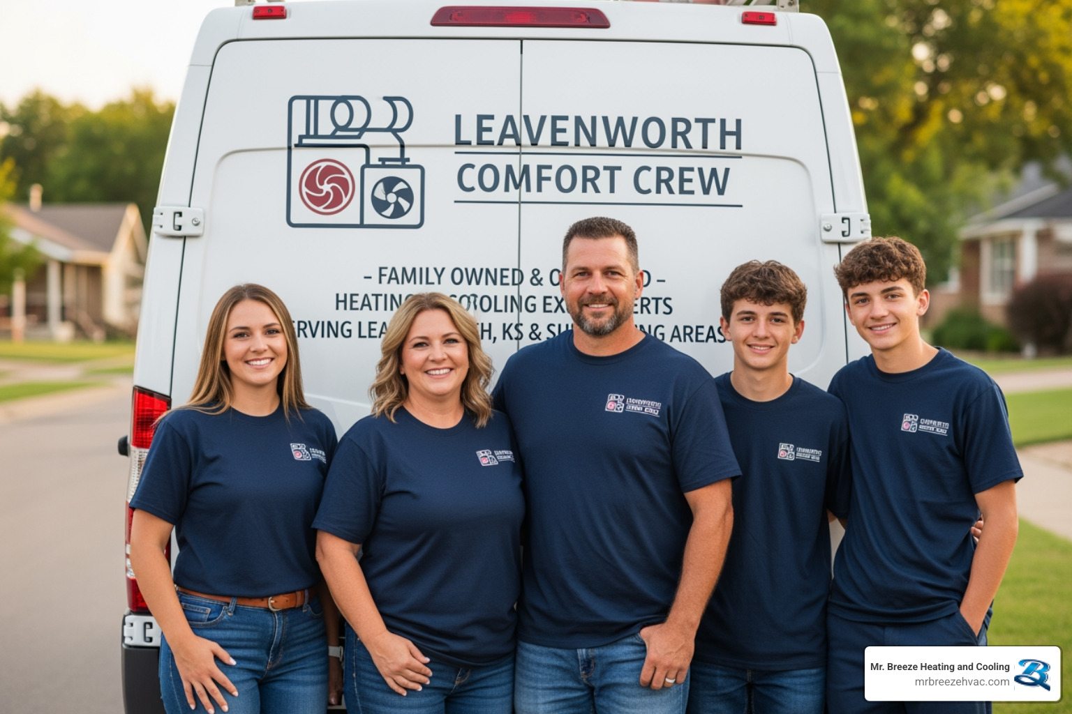 I'm looking for a family-owned heating and cooling business near Leavenworth, KS.