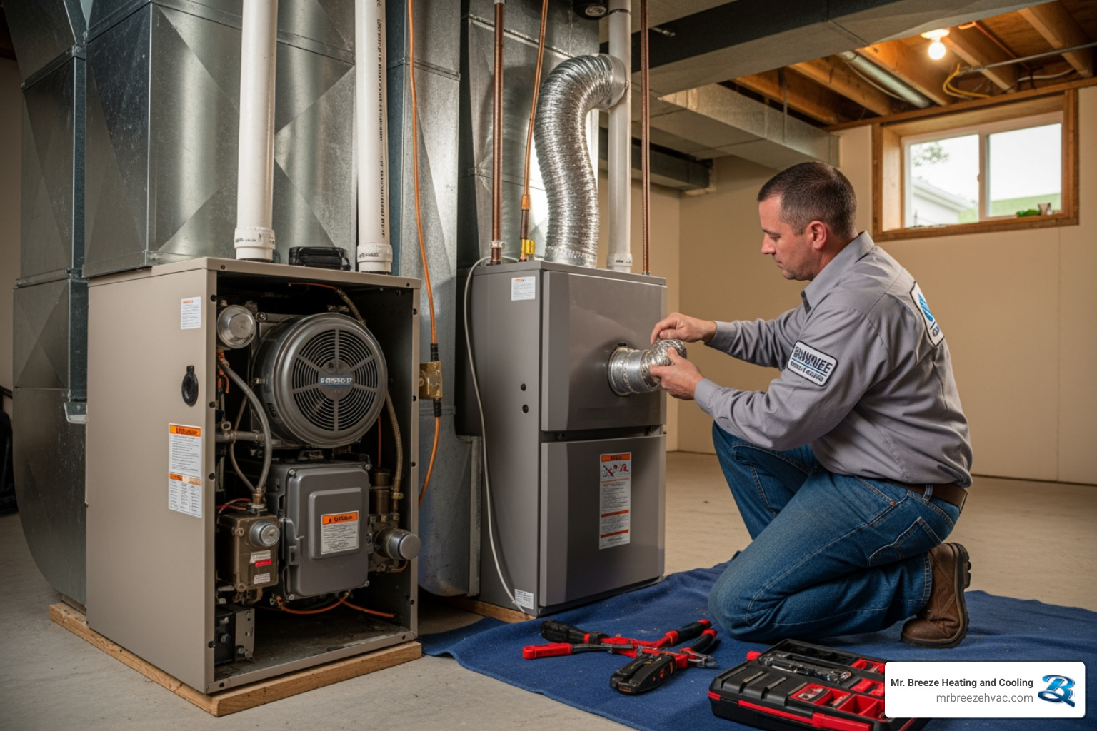 Infographic detailing the top 5 signs your home needs a new furnace: age, rising bills, frequent repairs, uneven heating, and strange noises. - heating replacement shawnee ks