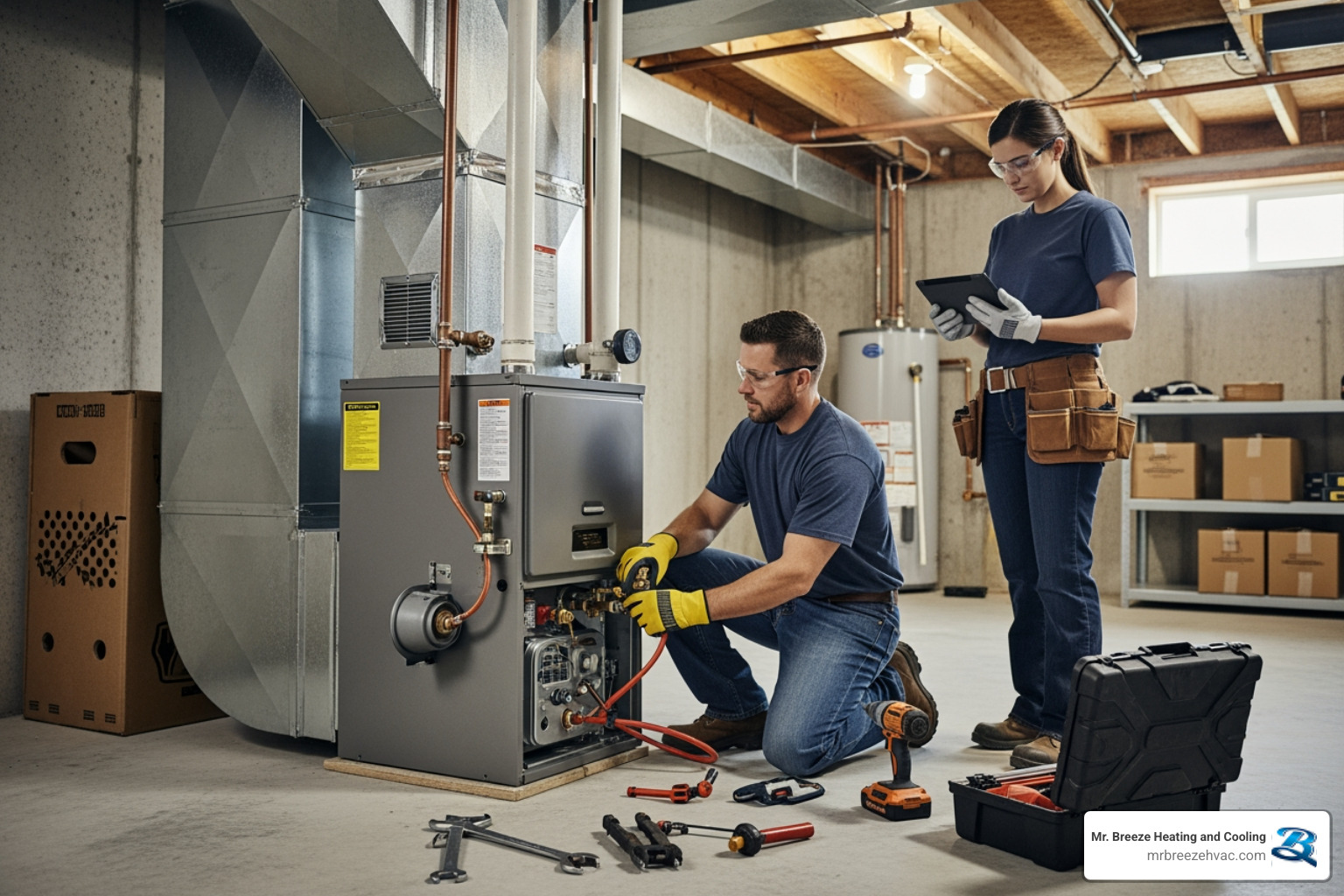 family in warm living room during winter - furnace installation shawnee ks
