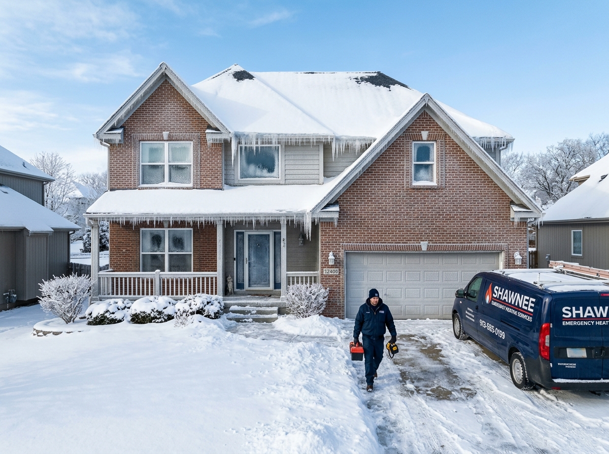 emergency heating service in Shawnee KS frost covered home winter - emergency heating service in shawnee, ks