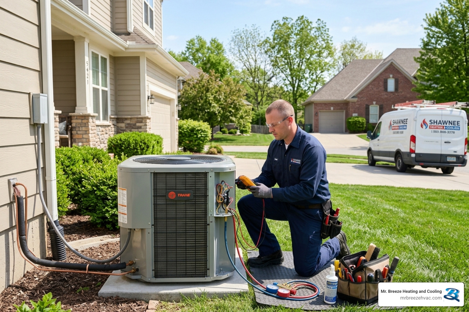 AC tune up Shawnee KS outdoor unit beside a suburban home - ac tune up shawnee ks AC tune up Shawnee KS outdoor unit beside a suburban home - ac tune up shawnee ks