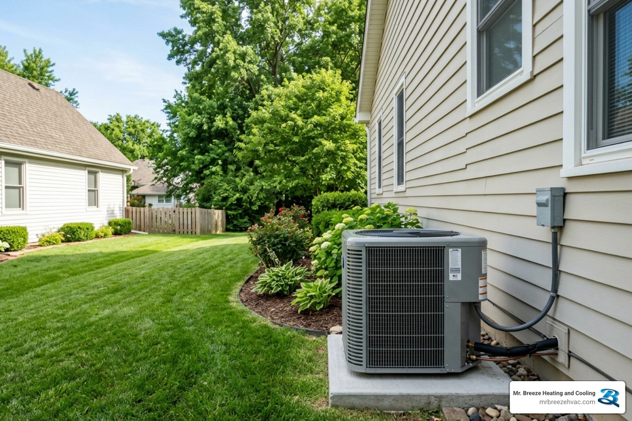 Modern outdoor condenser unit for residential HVAC system - central air vs mini split for the leavenworth area homes Modern outdoor condenser unit for residential HVAC system - central air vs mini split for the leavenworth area homes