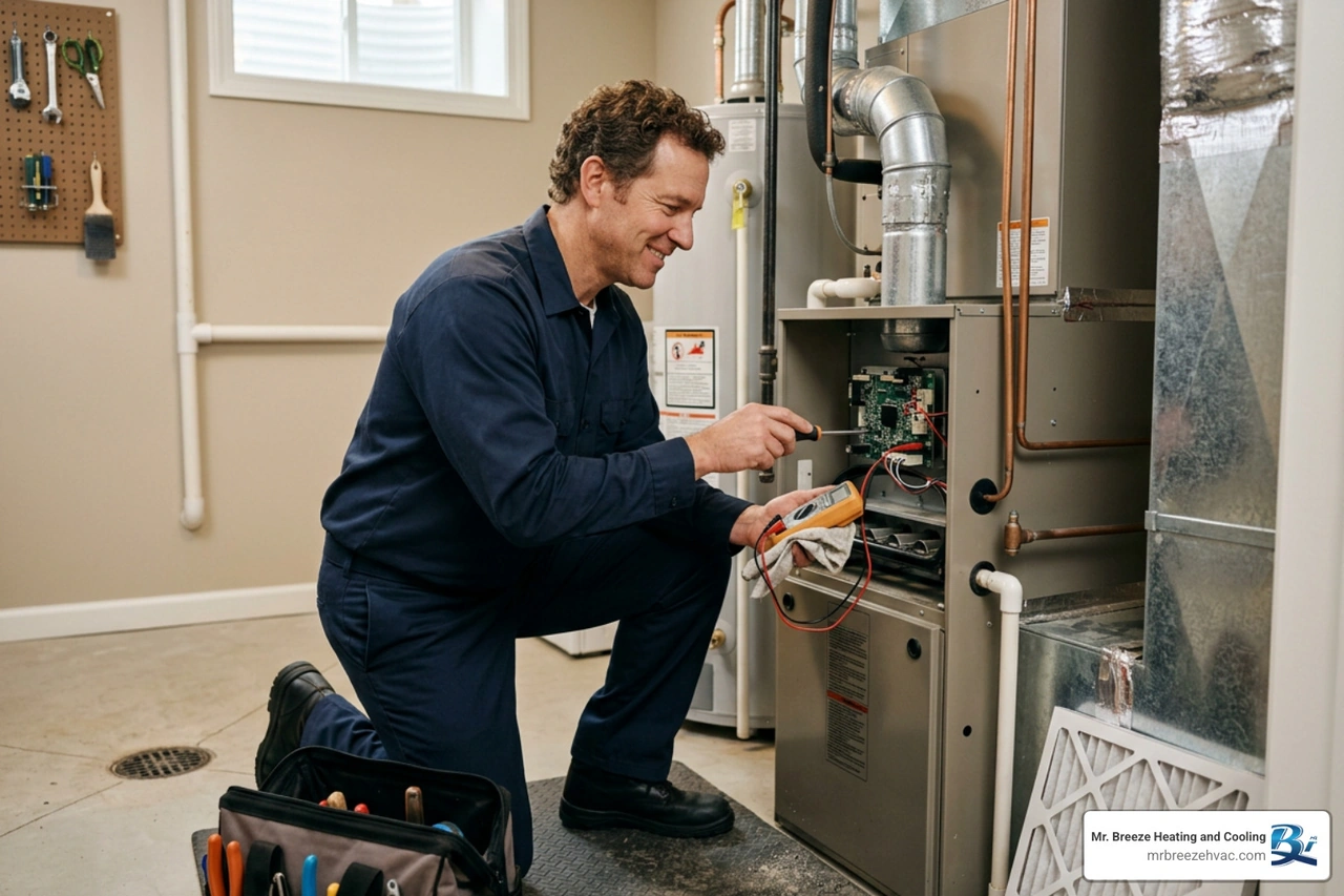 Infographic showing 7 benefits of seasonal HVAC maintenance for Midwest four-season homeowners Infographic showing 7 benefits of seasonal HVAC maintenance for Midwest four-season homeowners