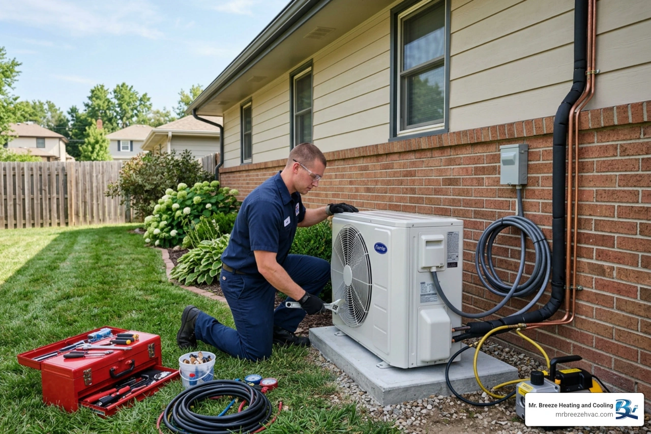 high-efficiency heat pump installation