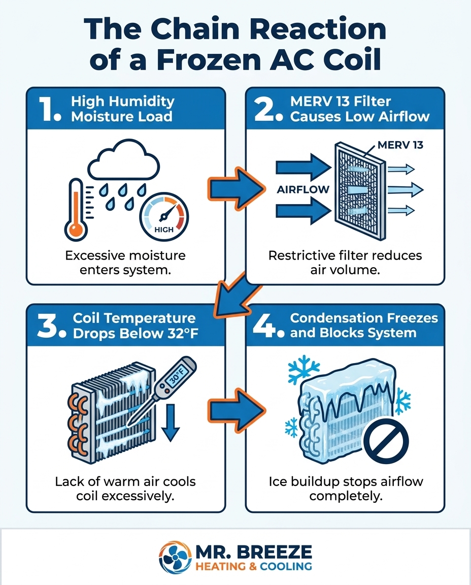 The Chain Reaction of a Frozen AC Coil
