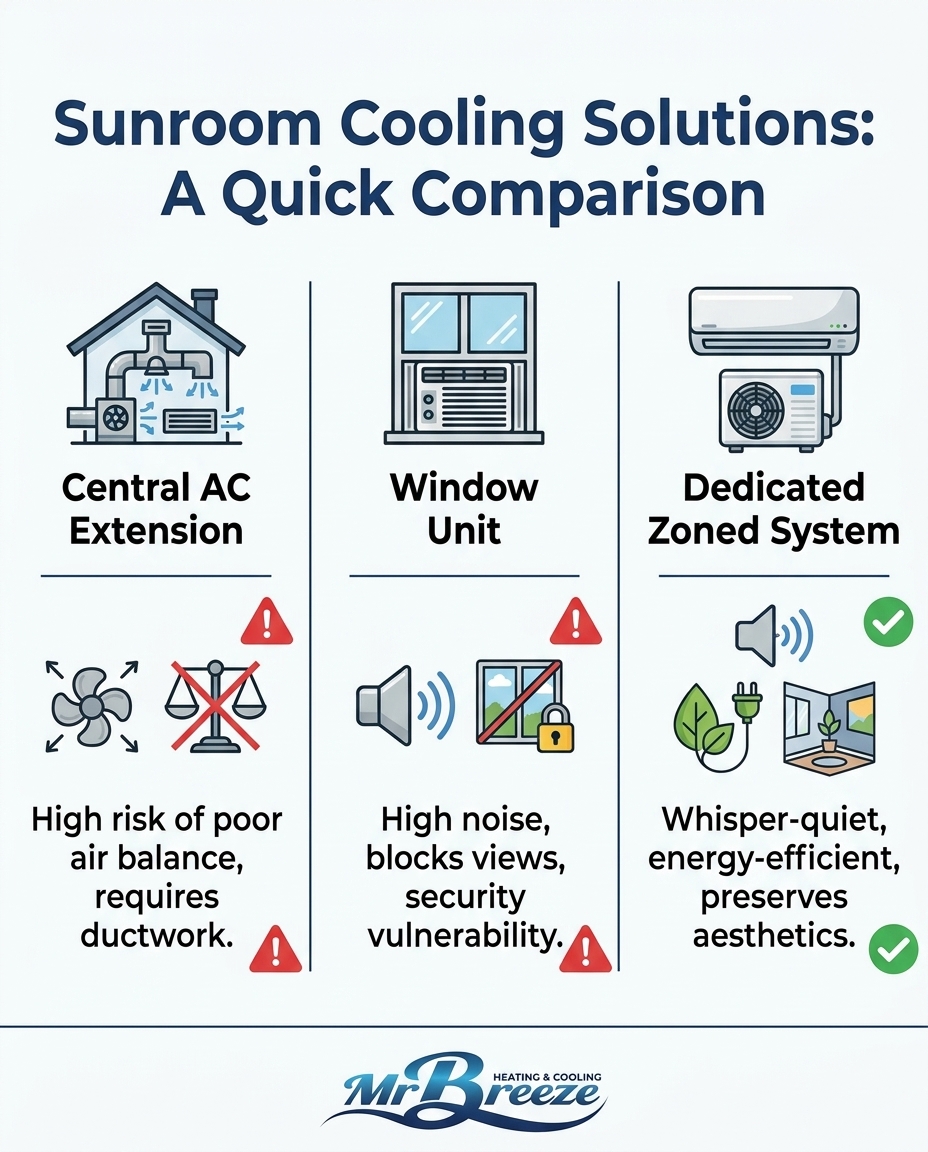 Sunroom Cooling Solutions: A Quick Comparison