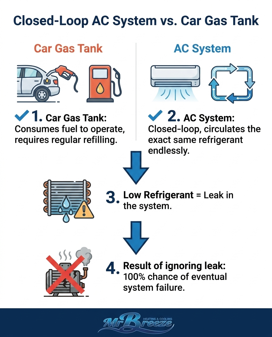 Closed-Loop AC System vs. Car Gas Tank