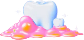 A toothbrush sitting on top of a pink cloud.